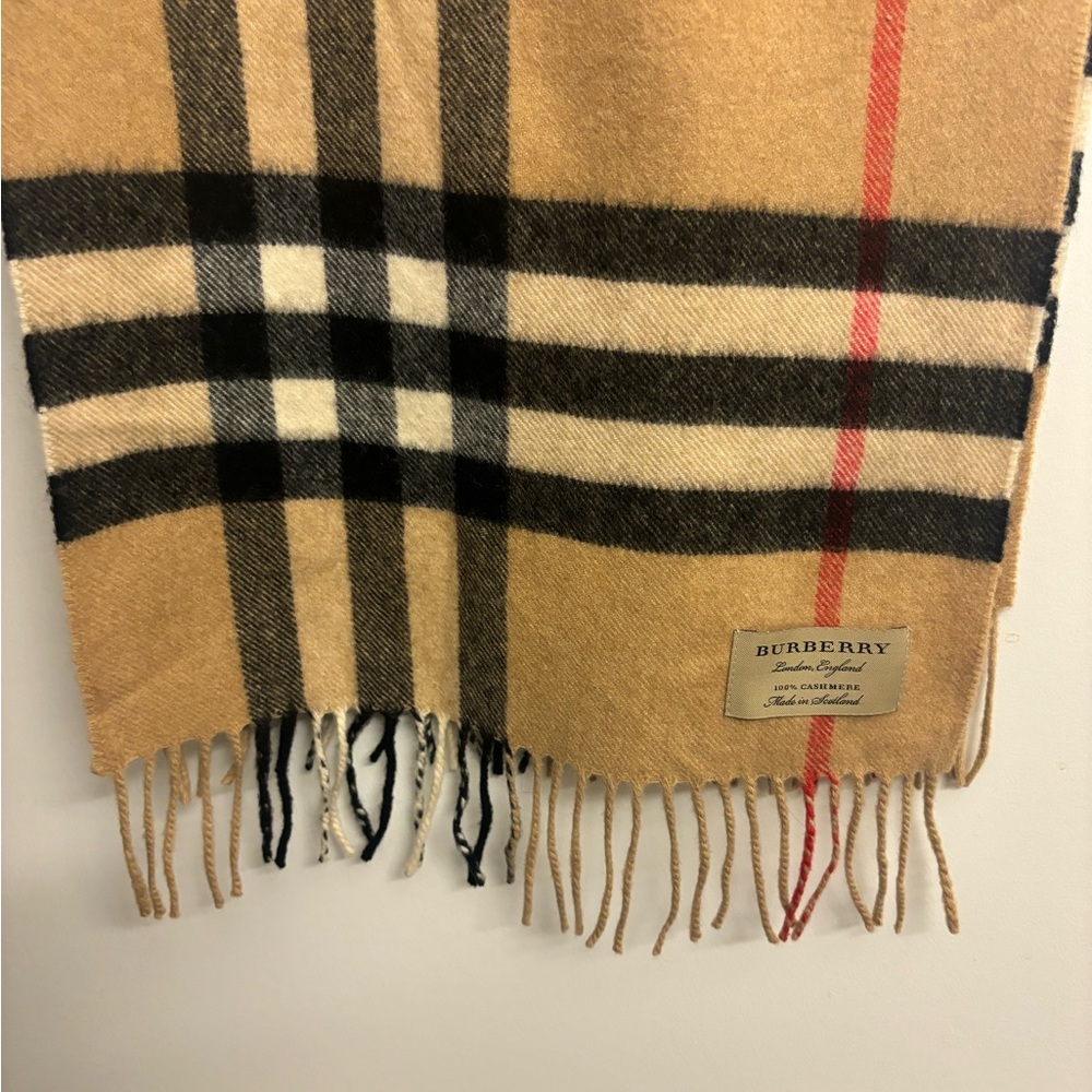 Burberry Tan and Black Check Scarf